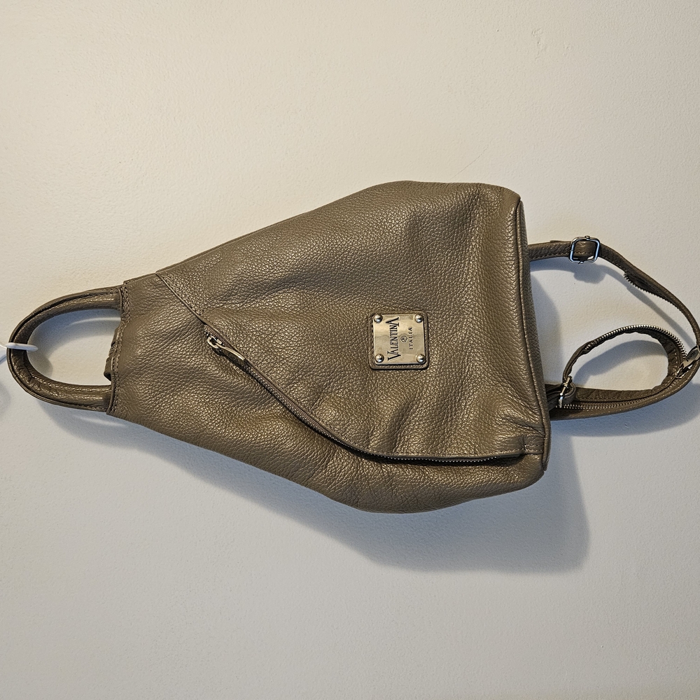 Valentina Pebbled Soft Leather Purse Convertible Sling Backpack-Made In Italy